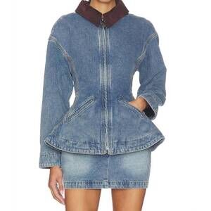 NEW LINE AND DOT mottle denim jacket in blue